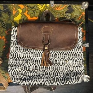 Myra Bag Leather and Woven Backpack